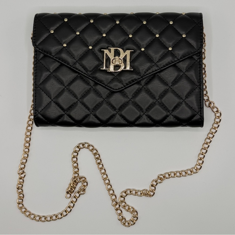 New Badgley Mischka Black Quilted Crossbody Bag